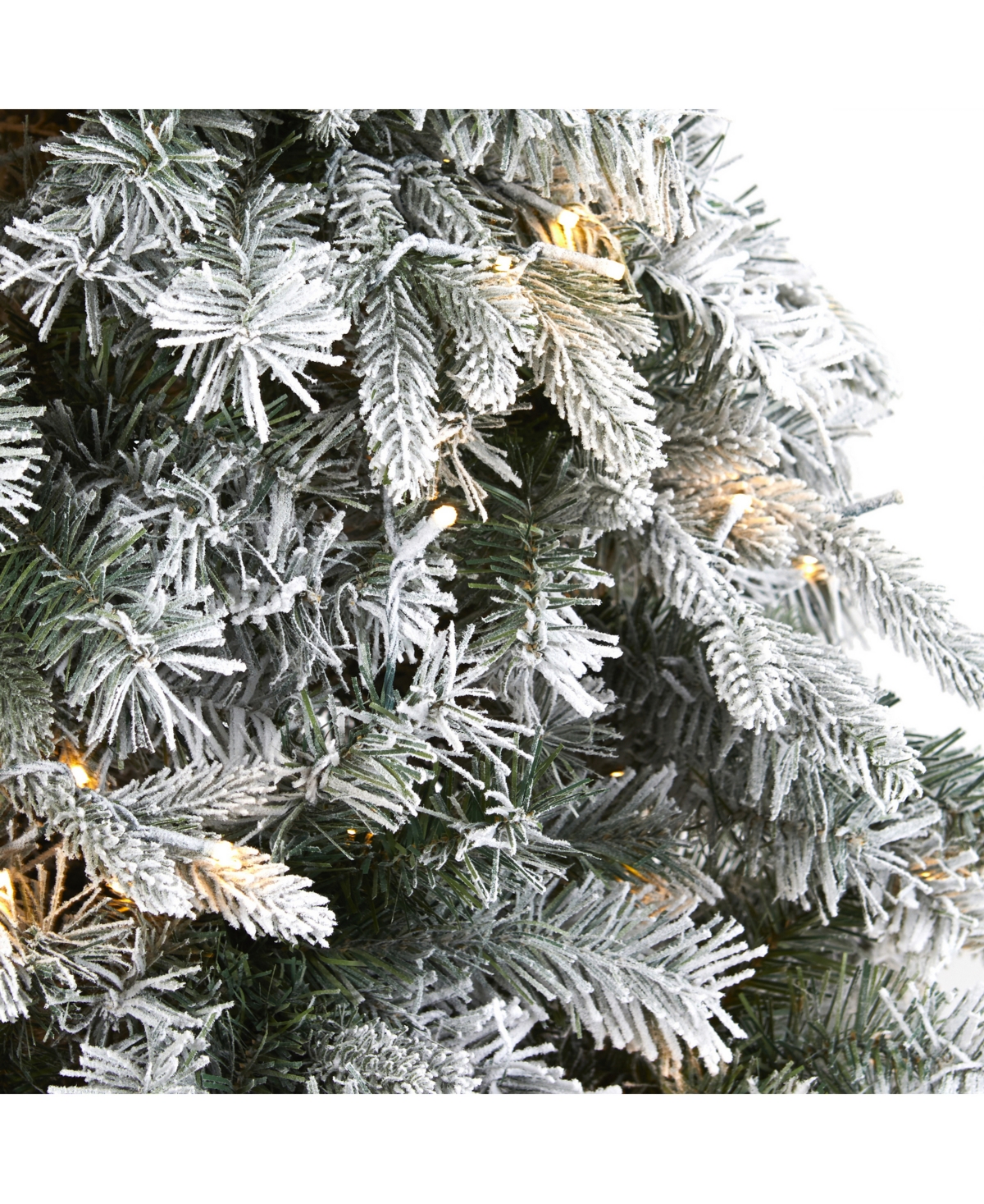 Nearly Natural Flocked Vermont Mixed Pine Artificial Christmas Tree with 150 Clear Led Lights