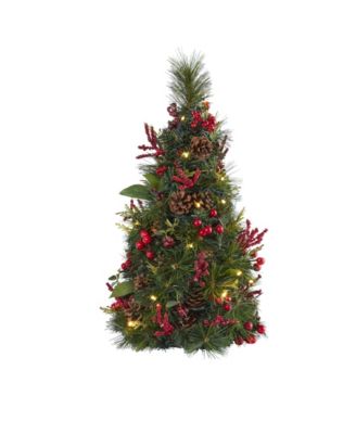 Mixed Berry and Pine Cone Artificial Christmas Tree with 35 Clear LED Lights
