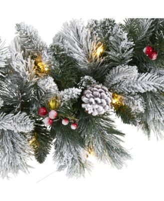 Nearly Natural Flocked Mixed Pine Artificial Christmas Garland With 50   17850951 Fpx.tif