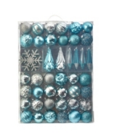 Nearly Natural Holiday Shatterproof, 52 Count Christmas Tree Ornament Box Set - Blue
