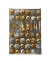 Nearly Natural Holiday Shatterproof, 52 Count Christmas Tree Ornament Box Set - Bronze