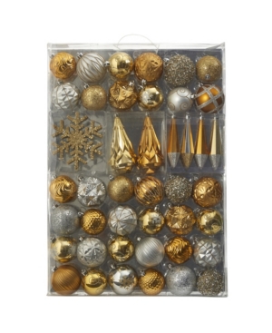Nearly Natural Holiday Shatterproof, 52 Count Christmas Tree Ornament Box Set In Bronze