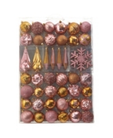 Nearly Natural Holiday Shatterproof, 52 Count Christmas Tree Ornament Box Set - Pink