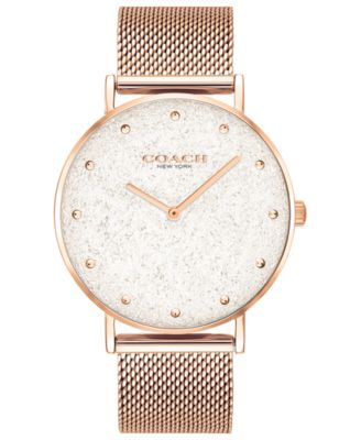 COACH - Women's Perry Rose Gold-Tone Mesh Bracelet Watch 36mm