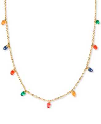 Holiday Lane - Gold-Tone Multicolor Lightbulb Strand Necklace, 36" + 3" extender
