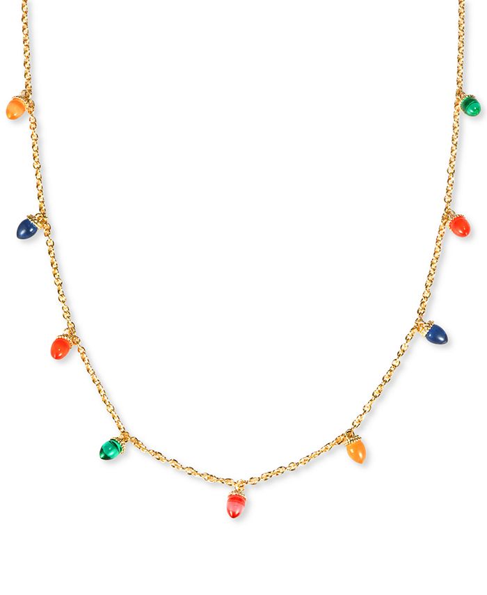 Holiday Lane Gold-Tone Multicolor Lightbulb Strand Necklace, 36