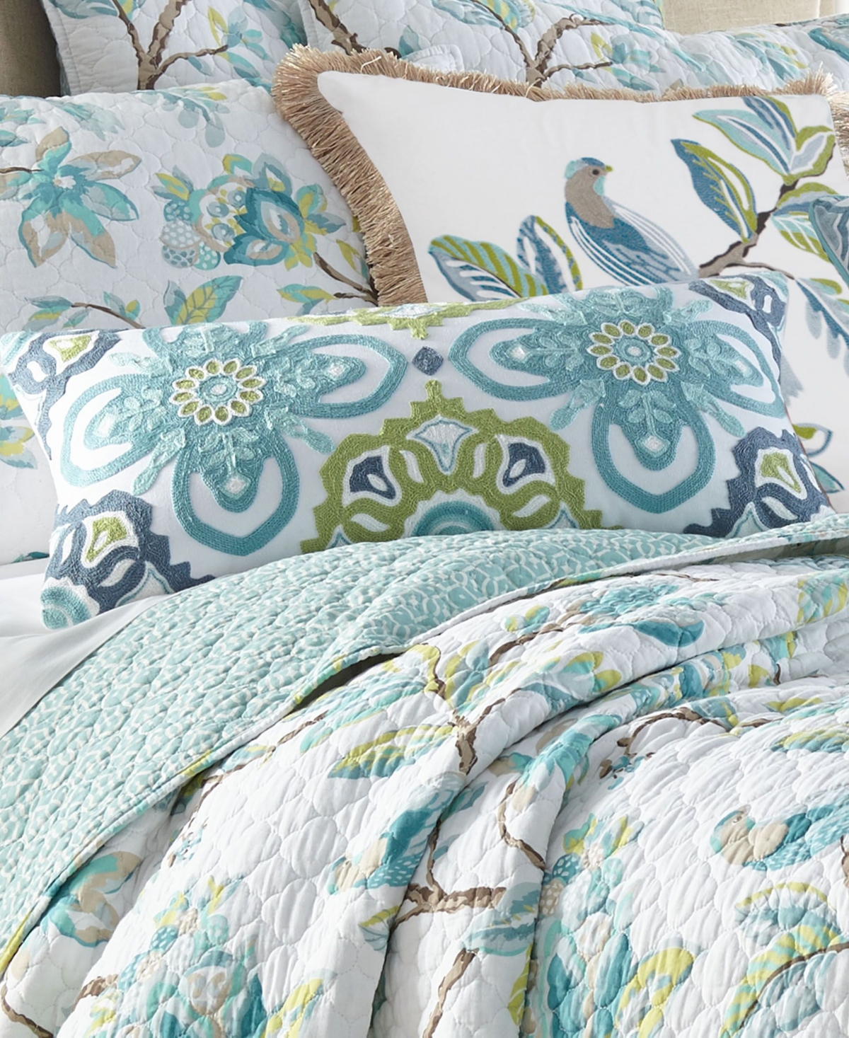 Levtex Cressida Crewel Stitched Medallion Pillow,