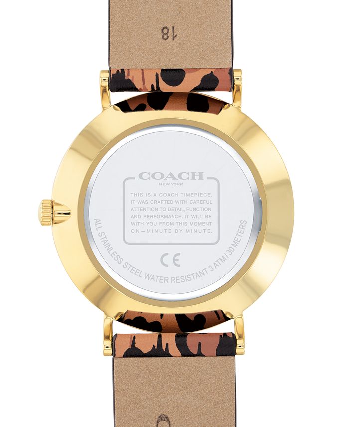 COACH - Women's Perry Animal Print Leather Strap Watch 36mm