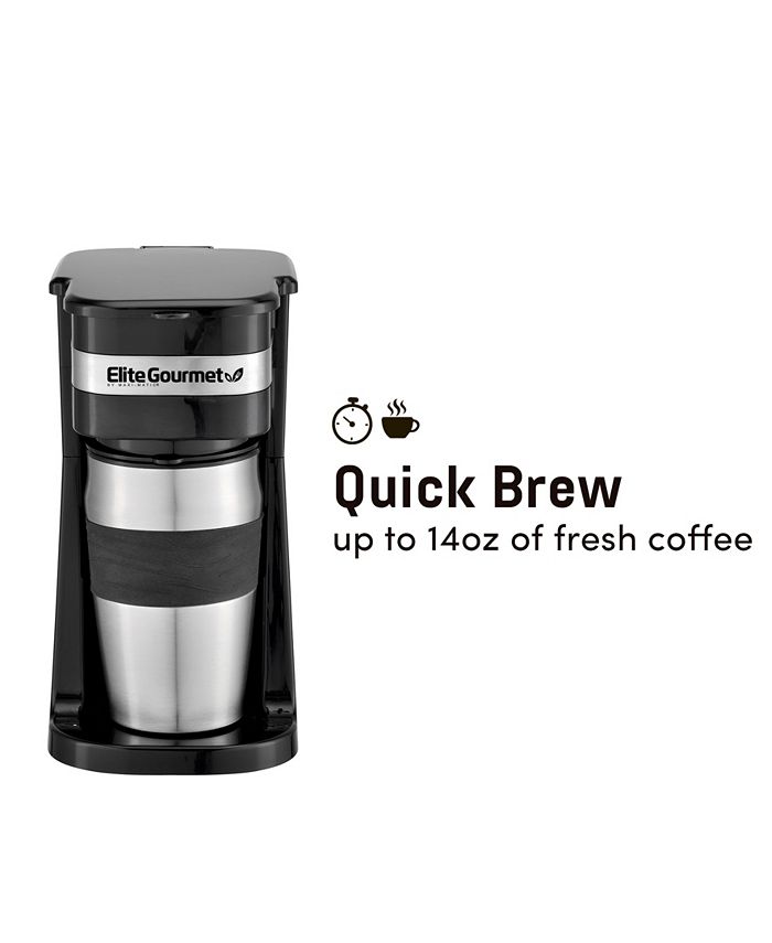 Elite Gourmet 14Oz Personal SingleServe Coffee Maker with Stainless