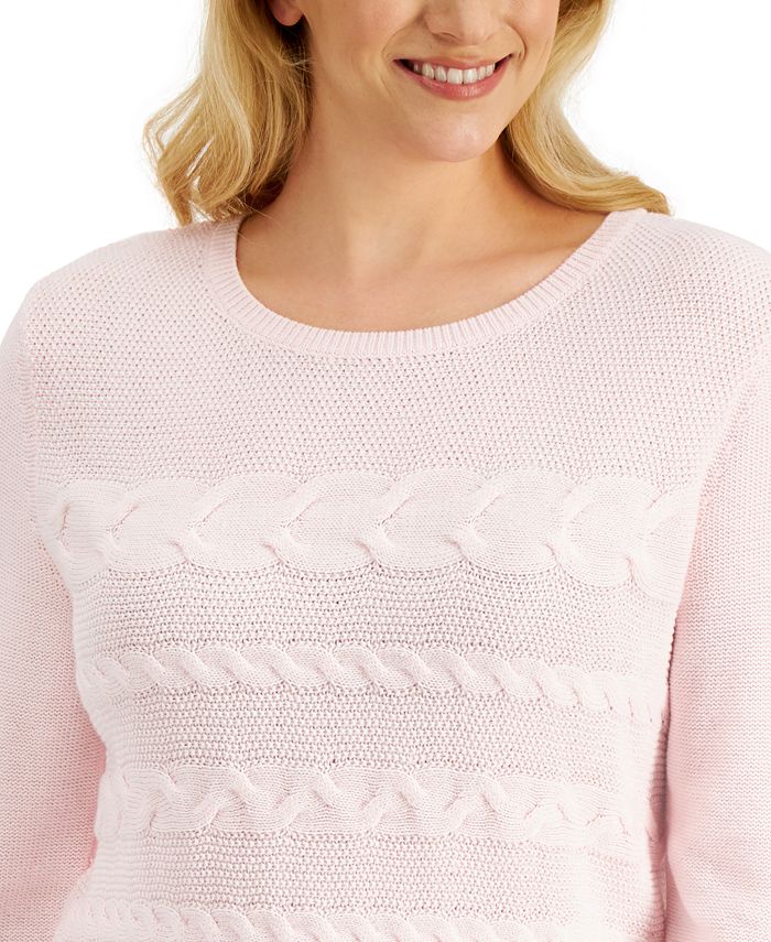 Karen Scott LongSleeve CableKnit Sweater, Created for Macy's