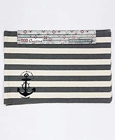 Nautical Stripe Stamp Printed Placemat, 13" x 19", Set of 4