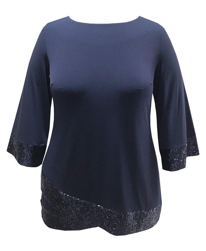 JM Collection Plus Size Sequin-Trim Top, Created for Macy's - Macy's
