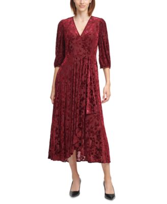 calvin klein patterned velvet maxi dress