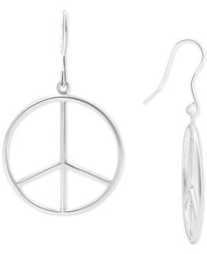 image of Giani Bernini Peace Sign Drop Earrings in Sterling Silver, Created for Macy-s