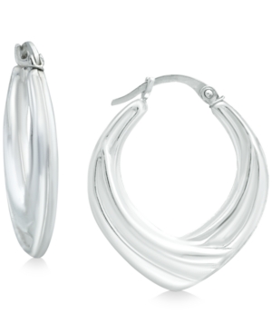 image of Giani Bernini Textured V Hoop Earrings in Sterling Silver, Created for Macy-s