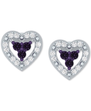 image of Purple & White Diamond Stud Earrings (1/5 ct. t.w.) in Sterling Silver