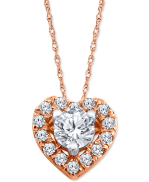 image of Diamond Heart Pendant Necklace (1/4 ct. t.w.) in 10k Rose Gold