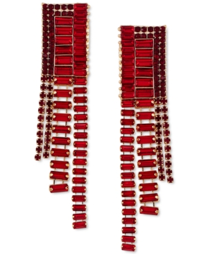image of Guess Crystal & Baguette-Stone Linear Drop Earrings