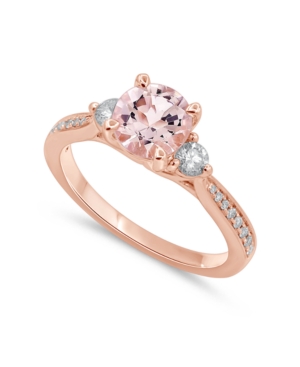 image of Gemstone Bridal Morganite (1 1/4 ct. t.w.) & Diamond (1/3 ct. t.w.) Engagement Ring in 14k Rose Gold
