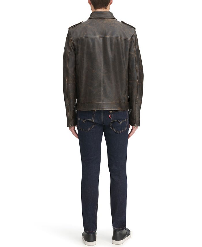 Levi's Men's Washed Faux Leather Asymmetrical Motorcycle Jacket Macy's