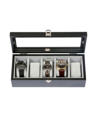 Mele Co. Tate Glass Top Wooden Watch Box in Java Finish