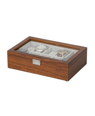 Mele Co. Jayson Glass Top Wooden Watch Box in Mahogany Finish Macy s