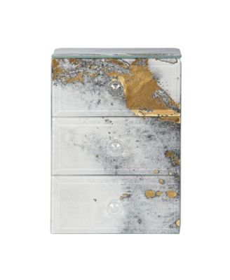 Mele Co. Maura Marbled Glass Jewelry Box with Gold Accents