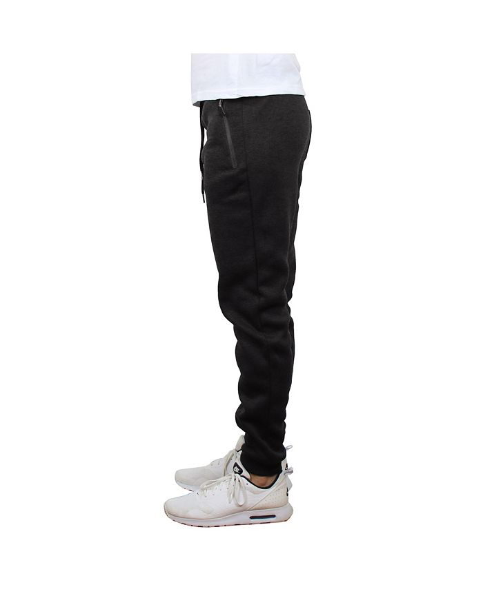 Galaxy By Harvic Men's Slim-Fit Marled Fleece Joggers with Zipper Side ...