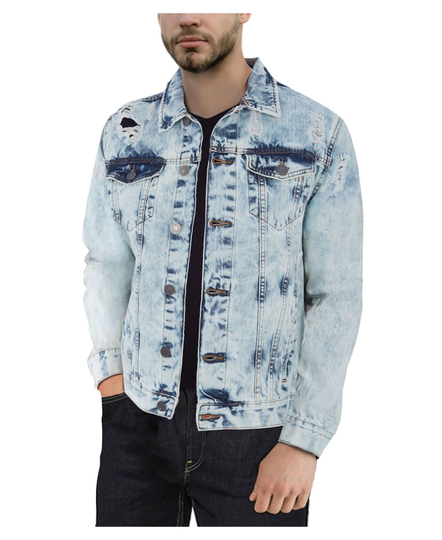 Мужская куртка X-Ray Distressed Denim Trucker, цвет: Синий — фото 1