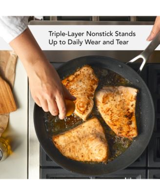 Hard-Anodized Induction Nonstick Frying Pan with Lid, 12.25", Matte Black