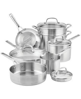   Basics Stainless Steel 11-Piece Cookware Set, Pots and  Pans, Silver: Home & Kitchen