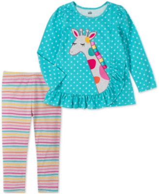 Kids Headquarters - Baby Girls 2-Pc. Polka Dot Giraffe Tunic & Stripe Leggings Set