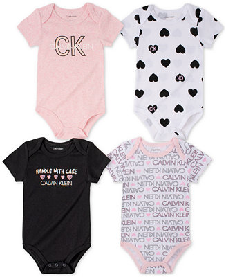 Calvin Klein Calvin Klein Baby Girls 4-Pk. Printed Bodysuits - Macy's