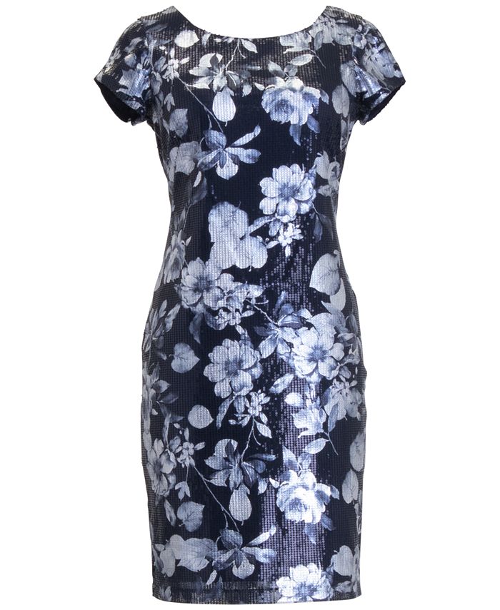 Connected Sequin Floral Sheath Dress - Macy's