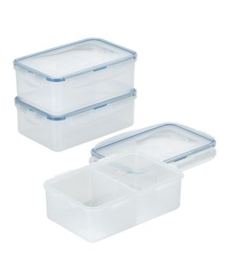 Lock n Lock - Easy Essentials On the Go Meals Divided Rectangular Food Storage Containers, 34-Ounce, Set of 3