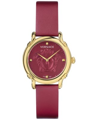 Versace - Women's Swiss Safety Pin Red Leather Strap Watch 34mm