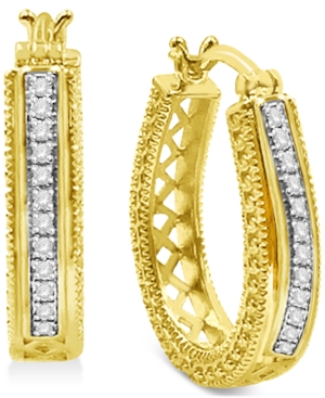 image of Diamond Hoop Earrings (1/10 ct. t.w.) in Gold-Plated Sterling Silver