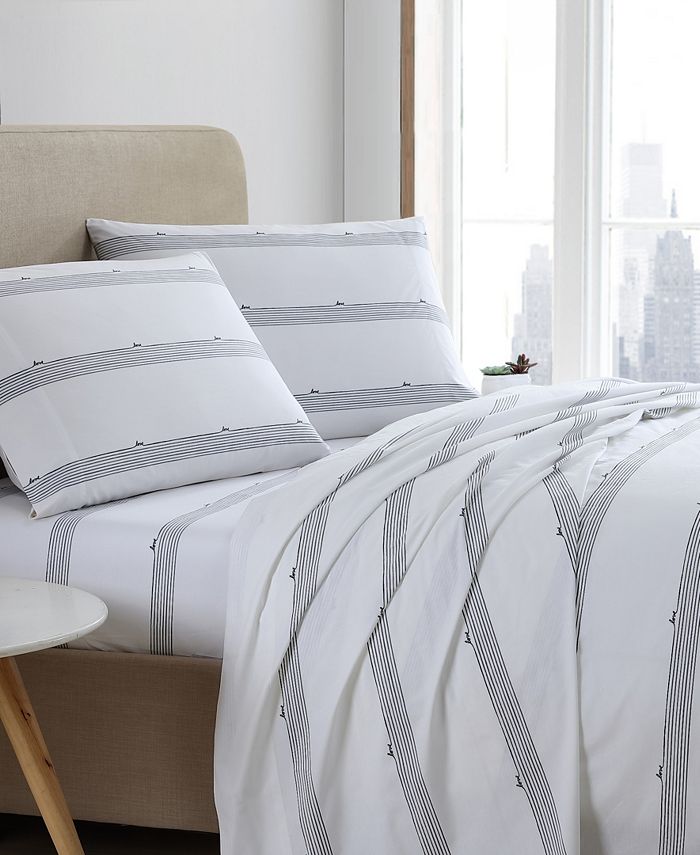 ED Ellen Degeneres Love Lines Stripe Percale Queen Sheet Set Macy's