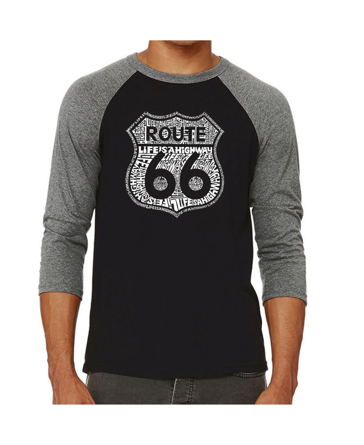 La Pop Art Men's Raglan Word Art T-shirt - Life is A Highway