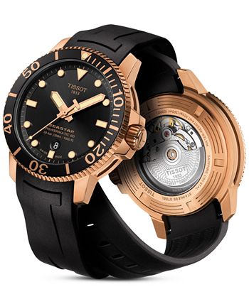 Tissot - Men's Swiss Automatic Seastar 1000 Powermatic 80 Black Rubber Strap Watch 43mm