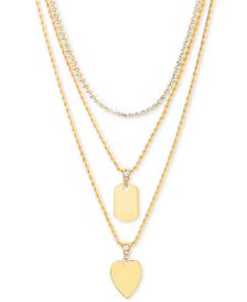 Women's Casted Stone Chain with Twist Chain Trio Necklace