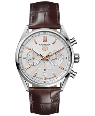 TAG Heuer - Men's Swiss Automatic Chronograph Carrera Brown Leather Strap Watch 42mm