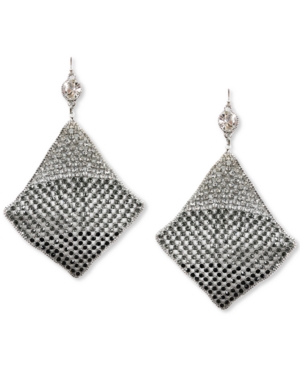 image of Thalia Sodi Silver-Tone Crystal Mesh Kite Statement Earrings, Created for Macy-s