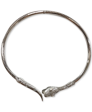 image of Thalia Sodi Silver-Tone Crystal & Imitation Pearl Snake Collar Necklace, Created for Macy-s