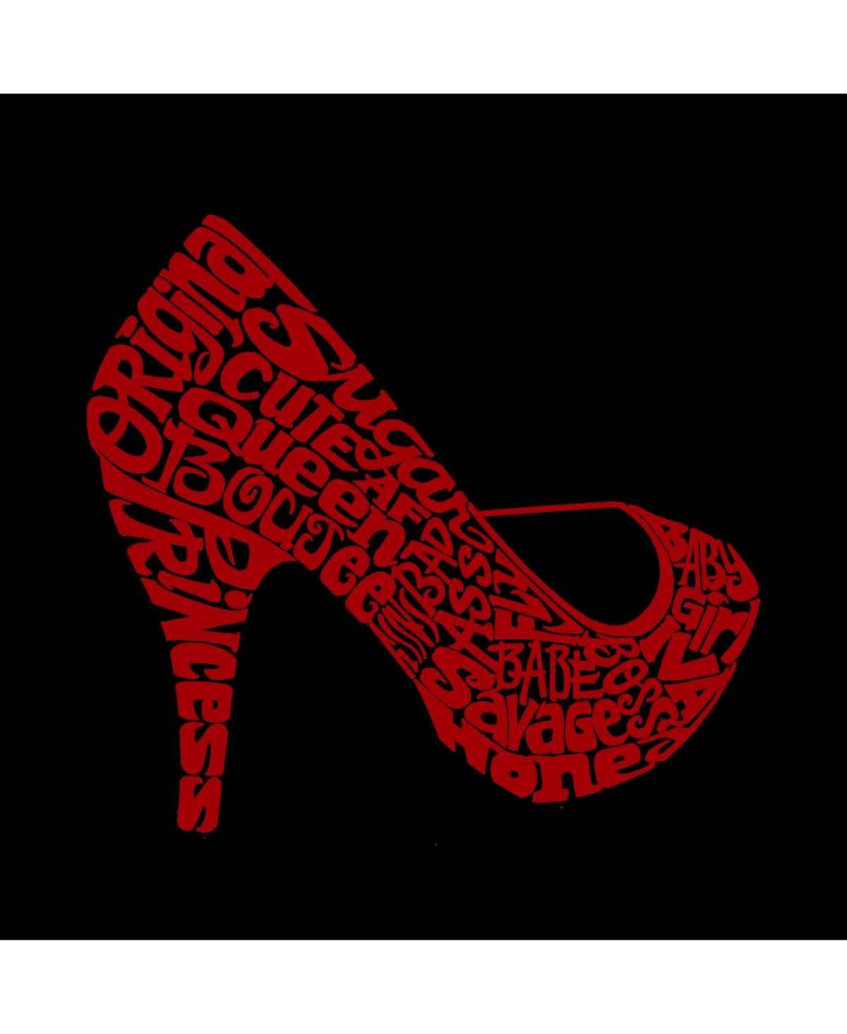 La Pop Art Women's V-Neck T-Shirt with High Heel Word Art