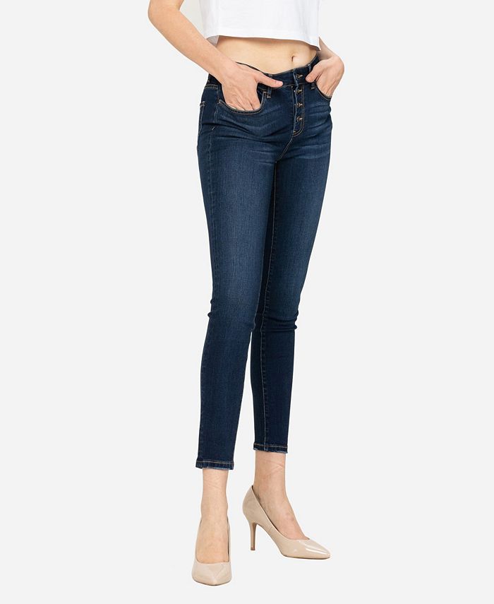 VERVET Women's High Rise Button Up Skinny Ankle Jeans & Reviews - Jeans ...
