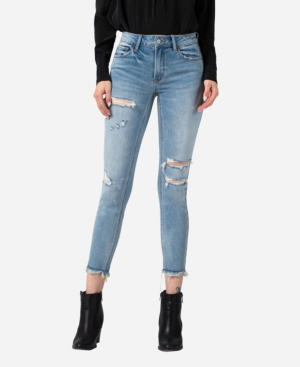image of Vervet Women-s High Rise Distressed Fray Hem Skinny Crop Jeans