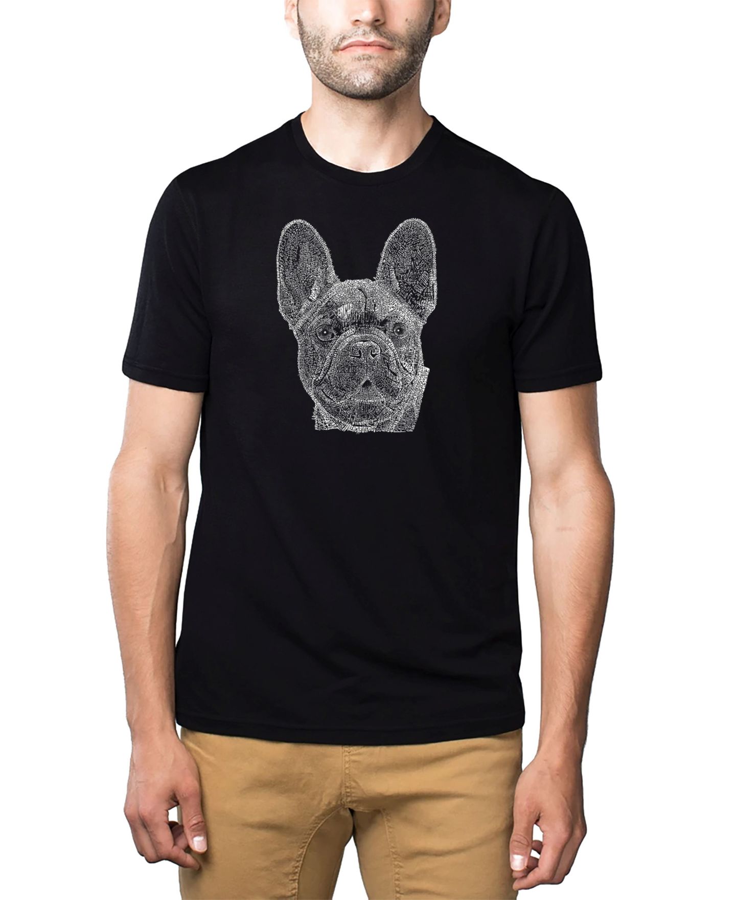 Мужская футболка LA Pop Art Cotton/Poly Blend Word Art French Bulldog, цвет: Чёрный — фото 1