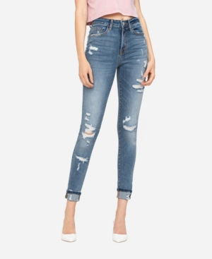 image of Vervet Women-s High Rise Distressed Skinny Ankle Jeans
