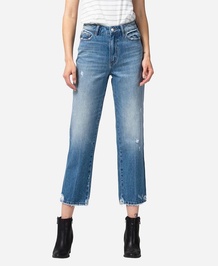 Vervet High Rise Distressed Hem Slim Wide Jeans